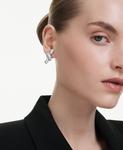 Серьги Matrix с родиевым покрытием и огранкой багет Swarovski, Silver, Clear - фото 3