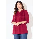 Женский топ на полупуговицах свободного кроя Plus Size Impossibly Soft Catherines, Medium Heather Grey - фото 3