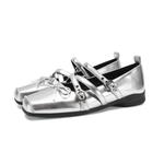 FOXER Туфли Мэри Джейн серебристого цвета - фото