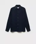 Мужская льняная рубашка Slim-Fit MANGO, синий - фото 9
