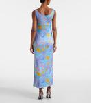 Платье из джерси с драпировкой в стиле подводного барокко Versace, Azur+Multicolor - фото 3