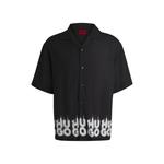 Рубашка свободного кроя с принтом-логотипом в виде дыма HUGO, черный - фото