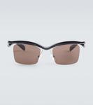 Подиумные прямоугольные солнцезащитные очки Prada, черный - фото