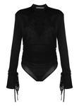 ANDREĀDAMO полупрозрачное боди с длинными рукавами, черный - фото