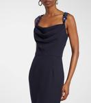 Мелина платье из крепа с вышивкой Safiyaa, Midnight Navy With Multi-Blues - фото 5