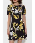 Платье с контурным барочным принтом Versace Jeans Couture, черный - фото 3