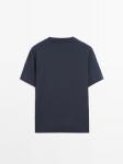 Футболка Massimo Dutti 100% Cotton Interlock Crew Neck, темно-синий - фото 2