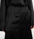 Юбка миди из атласа со вставками Toteme, черный - фото 4