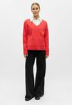 Джемпер Object OBJREYNARD V-NECK PULLOVER FAIR, Poinsettia/Coral - фото 2