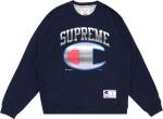 Толстовка Supreme x Champion Chrome Crewneck 'Navy', синий - фото