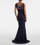 Платье Мелины из крепа с декором Safiyaa, Midnight Navy With Multi-Blues - фото 3