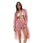 Рубашка Stradivarius Longline Beach, красный/белый - фото