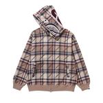 Худи BAPE Logo Check Pattern Shark Full Zip 'Beige', загар - фото 3