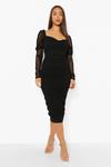 Платье миди с квадратным вырезом и со сборами Boohoo, черный - фото 4
