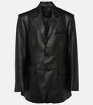 Кожаный пиджак оверсайз Wardrobe.Nyc, черный - фото