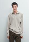 Поло Massimo Dutti DISTRESSED-EFFECT POLO NECK, Light Grey - фото