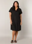 Платье-туника Base Level Curvy из льна, черный - фото