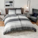 Комплект постельного белья Bedsure, 4 предмета, 135х200/80x80 см, серый/полоски - фото 8