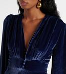 Длинное платье из бархата Эмери Rixo, темно-синий - фото 4