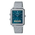 Часы analog 'silver teal' Casio, серебряный - фото