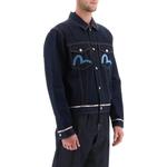 Джинсовая куртка мужская джинсовая синяя Evisu, синий - фото 5