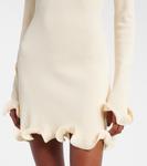 Вязаное мини-платье с рюшами Same, кремовый - фото 5