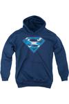 Детская толстовка с капюшоном Superman Scottish Shield Gildan, темно-синий - фото