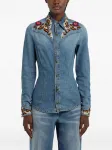 Вышитая джинсовая рубашка Roberto Cavalli - фото 3