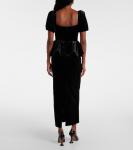 Платье миди из бархата с баской Self-Portrait, черный - фото 3