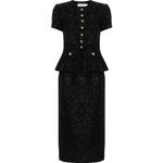 Платье миди из твила-букле Self-portrait, черный - фото
