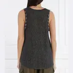 Льняной топ свободного кроя Pinko, черный - фото 3