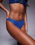 Плавки бикини с мятой отделкой синего цвета South Beach - фото 2