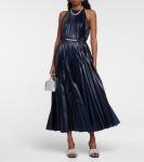 Платье миди из ламе с декоративным воротником-халтер Christopher Kane, темно-синий - фото 2