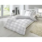 Постельное белье Primera «Basic Percale» в современном клетчатом дизайне, белый/серый - фото 5