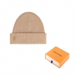 Шапка женская Louis Vuitton с логотипом, коричневый - фото 3