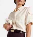 Кожаный ремень с эффектом крокодила Victoria Beckham, Espresso - фото 2