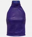 Кожаный топ Vicky с вырезом халтер STOULS, черный - фото