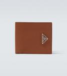 Кожаный кошелек с логотипом Prada, Cognac - фото