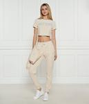 Футболка женская Guess Active короткая со стразами, бежевый - фото 2