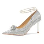 Ainer-cat Ainer cat Slim Heel High Heels 8cm Women's Silver - фото 11