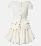 Мини-платье из букле с пайетками и бантом Self-Portrait, кремовый - фото