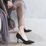 Туфли на высоком каблуке Xingdiman, женские, черные, замша, каблук 6 см, подарочный набор - фото 3