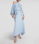 Креповый кафтан mambo с воротником-хомутом Taller Marmo, синий - фото 2