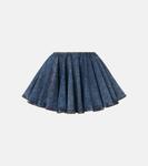 Мини-юбка из плиссированного денима Alaïa, Bleu Neige - фото