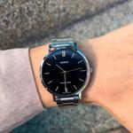 Часы CASIO Waterproof Quartz Silver/Black Dial Black Analog, черный - фото 4