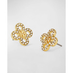 Маленькие серьги-гвоздики Kira Clover Pave Tory Burch, цвет Tory Gold  Crystal - фото 2