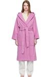 Tekla Розовый махровый халат с капюшоном - фото