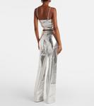 Топ с драпировкой и металлическим эффектом Rotate, серебряный - фото 3