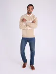 Свитер U.S. Polo Assn Patchwork Crew Neck, бежевый - фото
