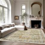 Ковёр Soalmost Washable для гостиной, 275х183 см, зелёный/оранжевый - фото 5